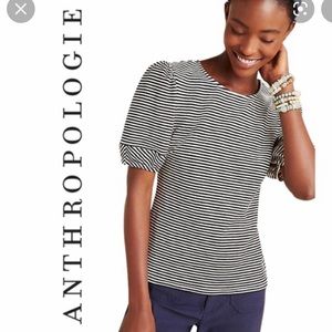 ANTHRO DOLAN “Santos” Striped Top Puffed Sleeves